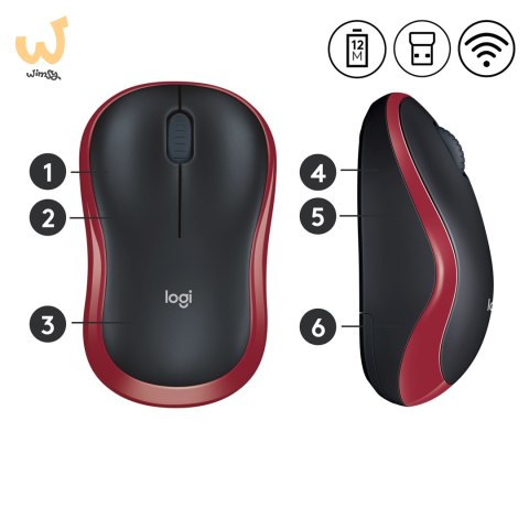 Mysz Logitech M185 910-002240 (optyczna; 1000 DPI; kolor czerwony) Mysz Logitech M185 910-002240 (optyczna; 1000 DPI; kolor czerwony)