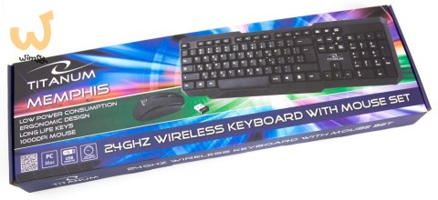 Zestaw klawiatura + mysz TITANUM MEMPHIS TK108 (USB; (US); kolor czarny; optyczna; 1000 DPI) Zestaw klawiatura + mysz TITANUM MEMPHIS TK108 (USB; (US); kolor czarny; optyczna; 1000 DPI)