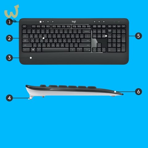Zestaw klawiatura + mysz membranowa Logitech MK540 920-008685 (USB; kolor czarny; optyczna; 1000 DPI) Zestaw klawiatura + mysz membranowa Logitech MK540 920-008685 (USB; kolor czarny; optyczna; 1000 DPI)