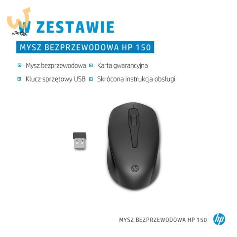 Mysz HP 150 Wireless Mouse bezprzewodowa czarna 2S9L1AA Mysz HP 150 Wireless Mouse bezprzewodowa czarna 2S9L1AA