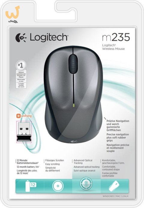 Mysz Logitech M235 910-002201 (optyczna; 800 DPI; kolor szary) Mysz Logitech M235 910-002201 (optyczna; 800 DPI; kolor szary)