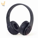 GEMBIRD SŁUCHAWKI STEREOFONICZNE LED BLUETOOTH CZARNE + MIKROFON + REGULACJA