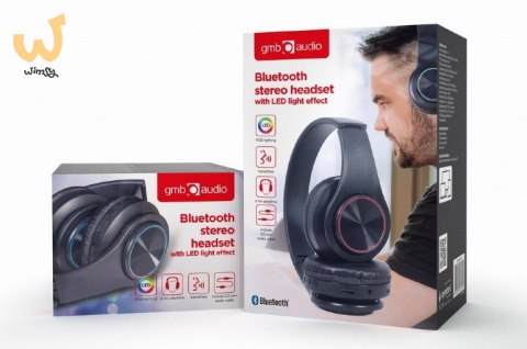 GEMBIRD SŁUCHAWKI STEREOFONICZNE LED BLUETOOTH CZARNE + MIKROFON + REGULACJA GEMBIRD SŁUCHAWKI STEREOFONICZNE LED BLUETOOTH CZARNE + MIKROFON + REGULACJA