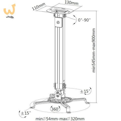 TECHLY UCHWYT SUFITOWY DO PROJEKTORA 54-90CM 13,5K TECHLY UCHWYT SUFITOWY DO PROJEKTORA 54-90CM 13,5K