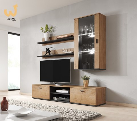 Półka 125cm (2szt) SOHO dąb lefkas + czarny Półka 125cm (2szt) SOHO dąb lefkas + czarny