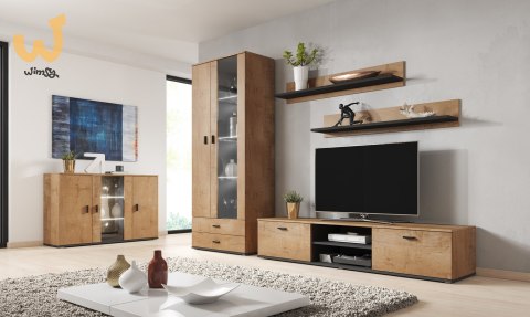 Półka 125cm (2szt) SOHO dąb lefkas + czarny Półka 125cm (2szt) SOHO dąb lefkas + czarny