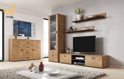 Półka 125cm (2szt) SOHO dąb lefkas + czarny Półka 125cm (2szt) SOHO dąb lefkas + czarny