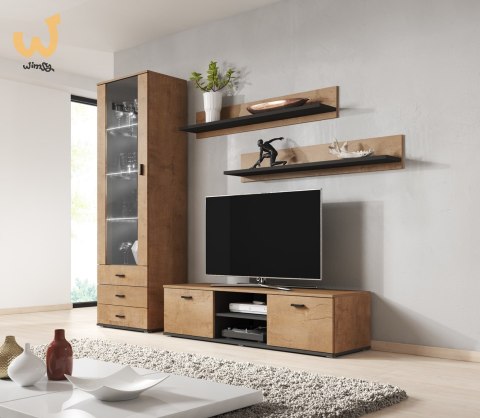 Półka 125cm (2szt) SOHO dąb lefkas + czarny Półka 125cm (2szt) SOHO dąb lefkas + czarny