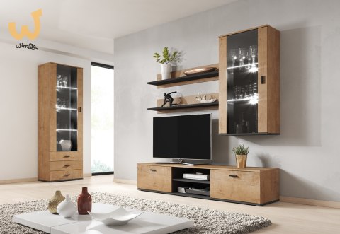 Półka 125cm (2szt) SOHO dąb lefkas + czarny Półka 125cm (2szt) SOHO dąb lefkas + czarny