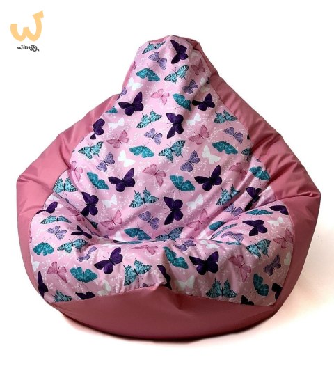 Pufa worek sako GRUSZA DRUK ciemny róż-motyle XL 130x90 Pufa worek sako GRUSZA DRUK ciemny róż-motyle XL 130x90