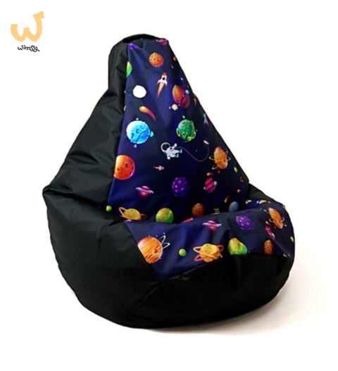 Pufa worek sako GRUSZA DRUK czarny-planety XXL 140x100 Pufa worek sako GRUSZA DRUK czarny-planety XXL 140x100