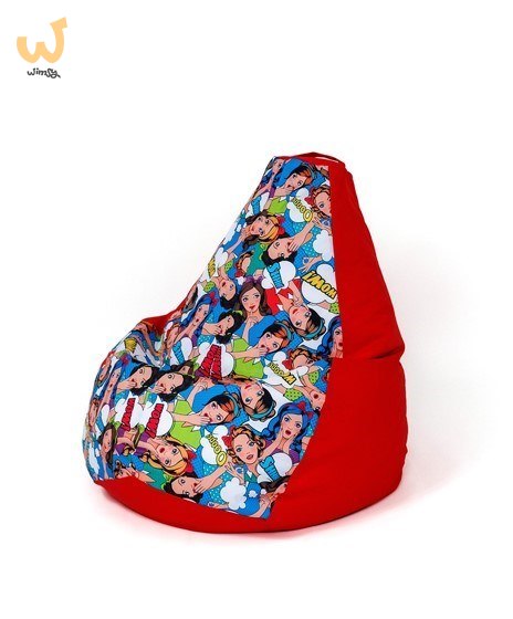 Pufa worek sako GRUSZA DRUK czerwony-kobieta XXL 140x100 Pufa worek sako GRUSZA DRUK czerwony-kobieta XXL 140x100