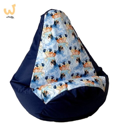 Pufa worek sako GRUSZA DRUK granatowy-Kraina Lodu XL 130x90 Pufa worek sako GRUSZA DRUK granatowy-Kraina Lodu XL 130x90