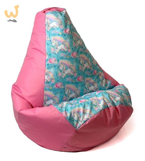Pufa worek sako GRUSZA DRUK róż-jednorożce XL 130x90 Pufa worek sako GRUSZA DRUK róż-jednorożce XL 130x90