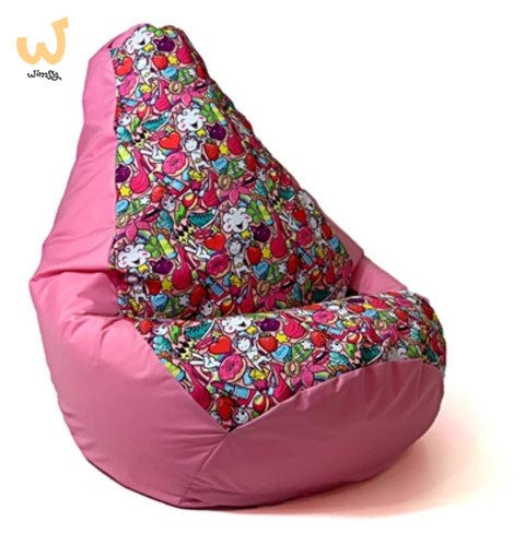 Pufa worek sako GRUSZA DRUK różowy-bajkowy XL 130x90 Pufa worek sako GRUSZA DRUK różowy-bajkowy XL 130x90