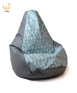 Pufa worek sako GRUSZA DRUK szary-lama L 105x80