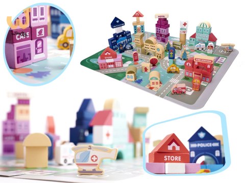 Klocki drewniane edukacyjne miasto puzzle 100el. Klocki drewniane edukacyjne miasto puzzle 100el.