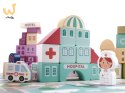 Klocki drewniane edukacyjne miasto puzzle 100el.