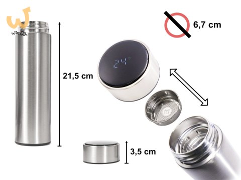 Kubek bidon termiczny termos smart LED 500ml srebrny Kubek bidon termiczny termos smart LED 500ml srebrny