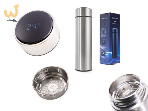 Kubek bidon termiczny termos smart LED 500ml srebrny Kubek bidon termiczny termos smart LED 500ml srebrny