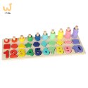 Liczydło drewniane sorter cyfry montessori 3w1 13x36cm