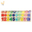 Liczydło drewniane sorter cyfry montessori 3w1 13x36cm