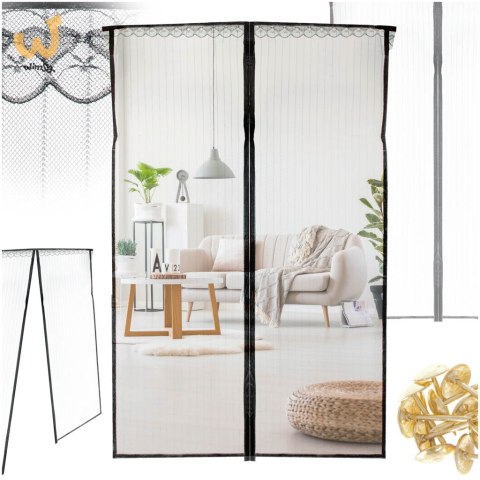 Moskitiera siatka magnetyczna na drzwi 100x210cm CZARNA Moskitiera siatka magnetyczna na drzwi 100x210cm CZARNA