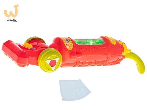 Odkurzacz dla dzieci pionowy interaktywny z dźwiękiem malinowy 46cm Odkurzacz dla dzieci pionowy interaktywny z dźwiękiem malinowy 46cm