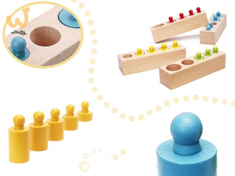 Odważniki cylindry drewniane montessori kolorowe Odważniki cylindry drewniane montessori kolorowe