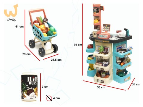 Supermarket sklep kasa fiskalna + wózek miętowy Supermarket sklep kasa fiskalna + wózek miętowy