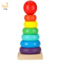 Wieża piramida piramidka drewniana do układania sorter kolorowy tęczowy 13cm