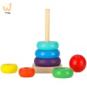 Wieża piramida piramidka drewniana do układania sorter kolorowy tęczowy 13cm