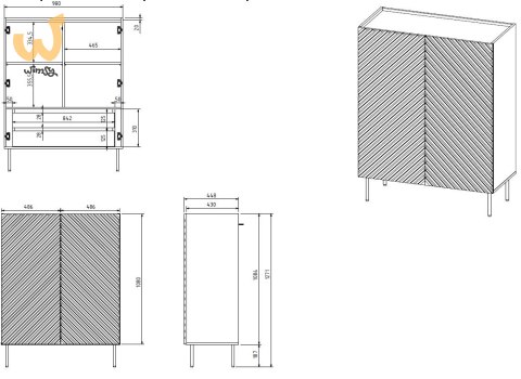 Regał 2D2SZ ONDA 98x45x127 czarny Regał 2D2SZ ONDA 98x45x127 czarny