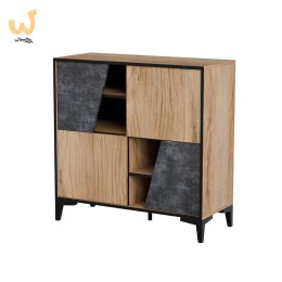 Regał 4D OVO 90x38xH90 dąb/beton
