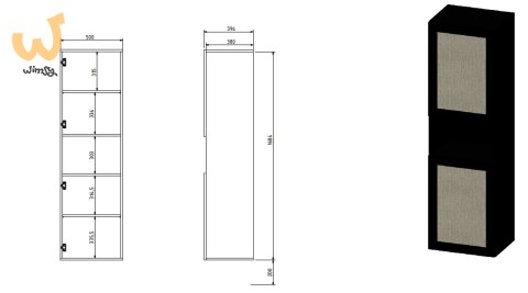 Witryna JUTA 50x39,5x190 czarny + linol calabria Witryna JUTA 50x39,5x190 czarny + linol calabria