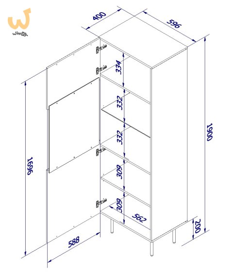 Witryna PALAZZO 60x42x190 czarny + dąb craft Witryna PALAZZO 60x42x190 czarny + dąb craft