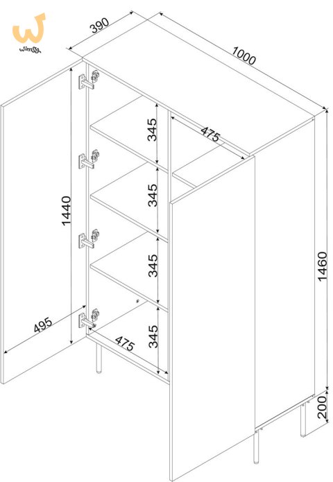 Witryna PALAZZO BIS 100x39x166 biały mat Witryna PALAZZO BIS 100x39x166 biały mat
