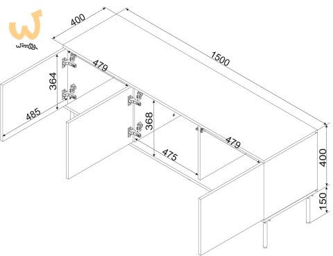Szafka RTV 3D TRESSE 150x40x55 zieleń mat Szafka RTV 3D TRESSE 150x40x55 zieleń mat