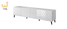 Szafka RTV ABETO 200x42x52 biały/biały połysk