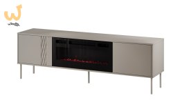 Szafka RTV EF + kominek czarny TRESSE 180x40x54,5 kaszmir mat