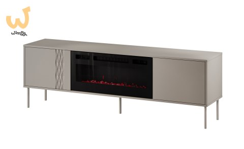Szafka RTV EF + kominek czarny TRESSE 180x40x54,5 kaszmir mat