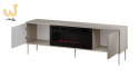 Szafka RTV EF + kominek czarny TRESSE 180x40x54,5 kaszmir mat