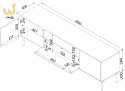 Szafka RTV EF + kominek czarny TRESSE 180x40x54,5 kaszmir mat