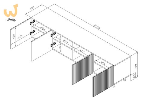 Szafka RTV PAFOS 200x40x52 czarny mat Szafka RTV PAFOS 200x40x52 czarny mat