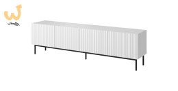 Szafka RTV PAFOS na czarnym stelażu ze stali 200x40x60 biały mat