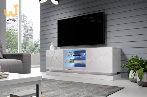 Szafka RTV QIU 160 MDF biały połysk/ biały połysk Szafka RTV QIU 160 MDF biały połysk/ biały połysk