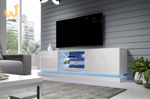 Szafka RTV QIU 200 MDF biały połysk/ biały połysk Szafka RTV QIU 200 MDF biały połysk/ biały połysk