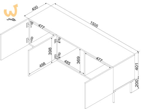 Szafka RTV SIENA 150,5x40x60 czarny mat Szafka RTV SIENA 150,5x40x60 czarny mat