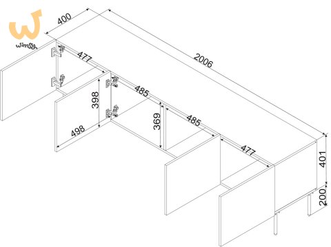 Szafka RTV SIENA 200x40x60 kaszmir mat Szafka RTV SIENA 200x40x60 kaszmir mat