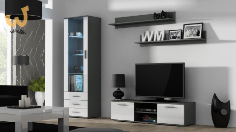 Szafka RTV SOHO 140 szary/ biały połysk Szafka RTV SOHO 140 szary/ biały połysk